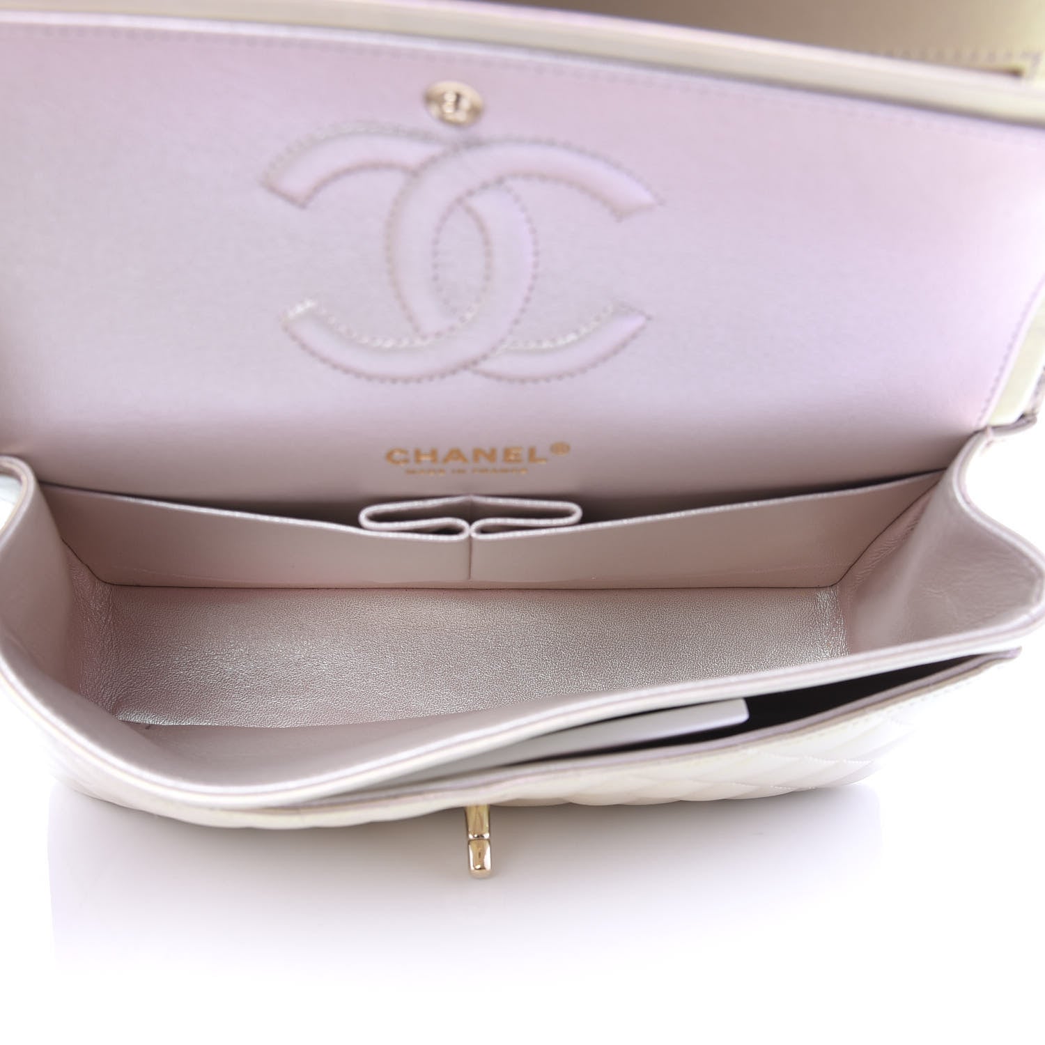 Chanel Iridescent Lambskin Quilted Medium Double Flap Ivory 6 of 11