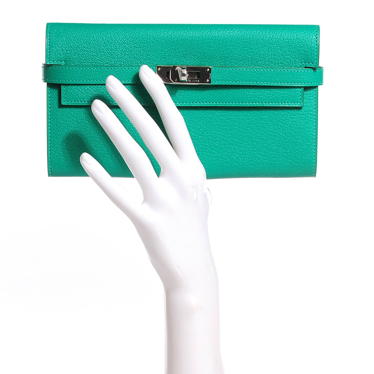 Hermes Chevre Mysore Kelly Longue Wallet Menthe 2 of 14