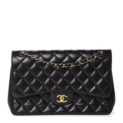 Chanel Lambskin Quilted Jumbo Double Flap Black 1 of 14