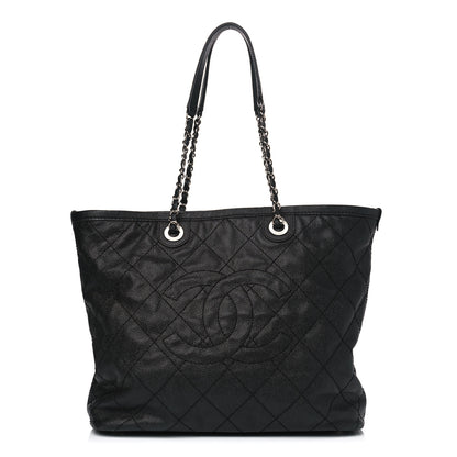 Chanel Grained Calfskin Quilted Small Daily Shopping Tote Black 1 of 9