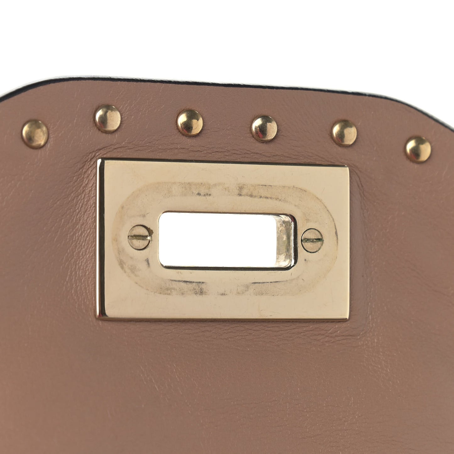 Vitello Rockstud Single Handle Flap Tote Beige