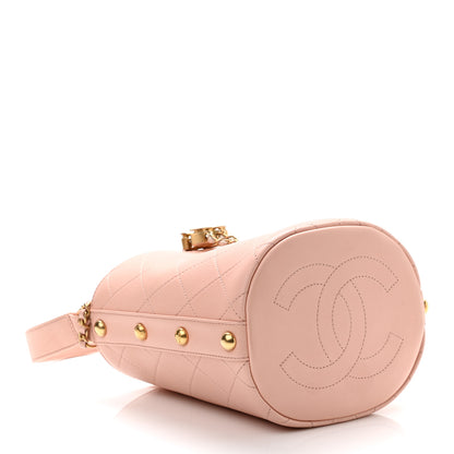 Chanel Calfskin Tweed Small CC Chain Bucket Drawstring Bag Light Pink 4 of 10