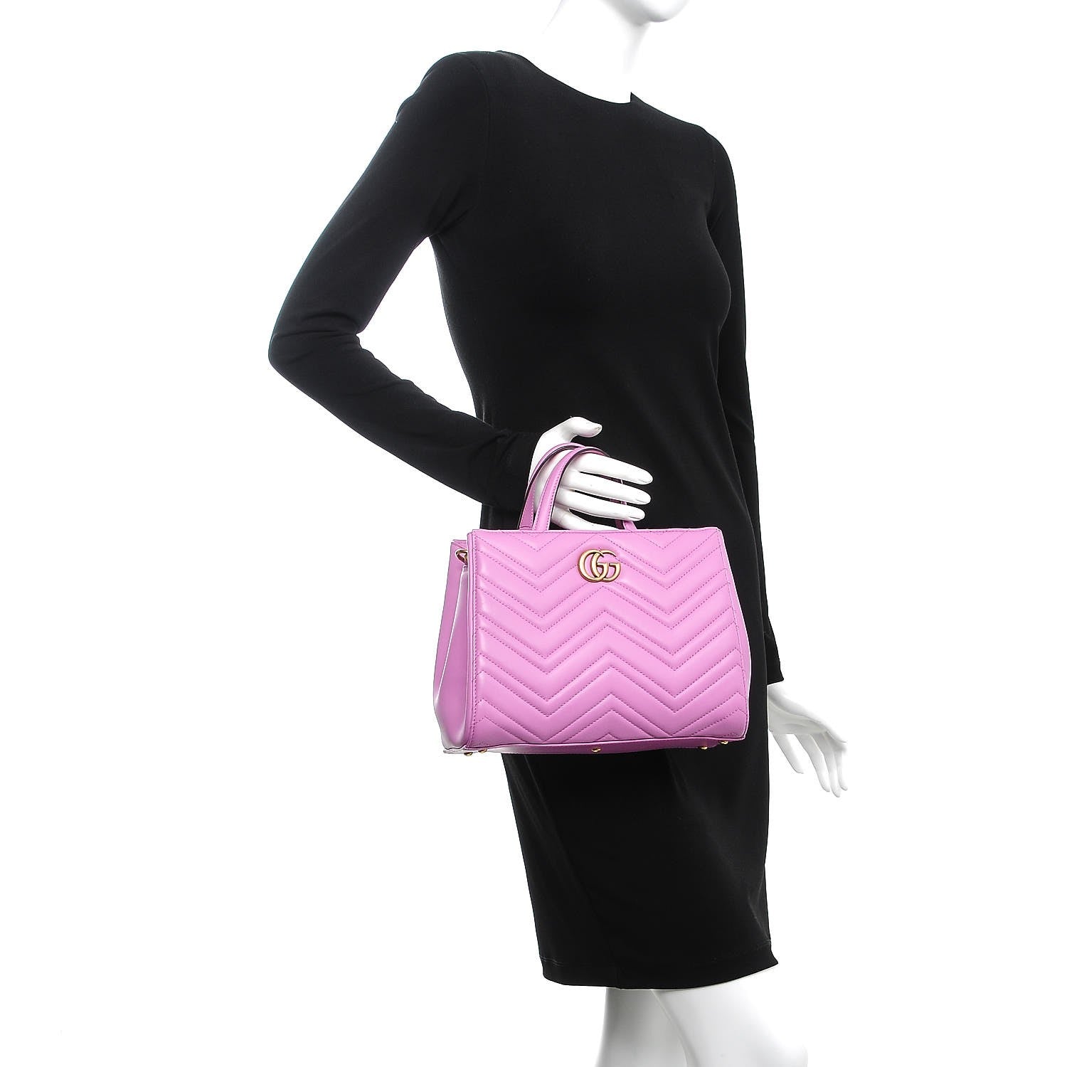 Gucci Calfskin Matelasse Small GG Marmont Tote Candy Mousse 3 of 9