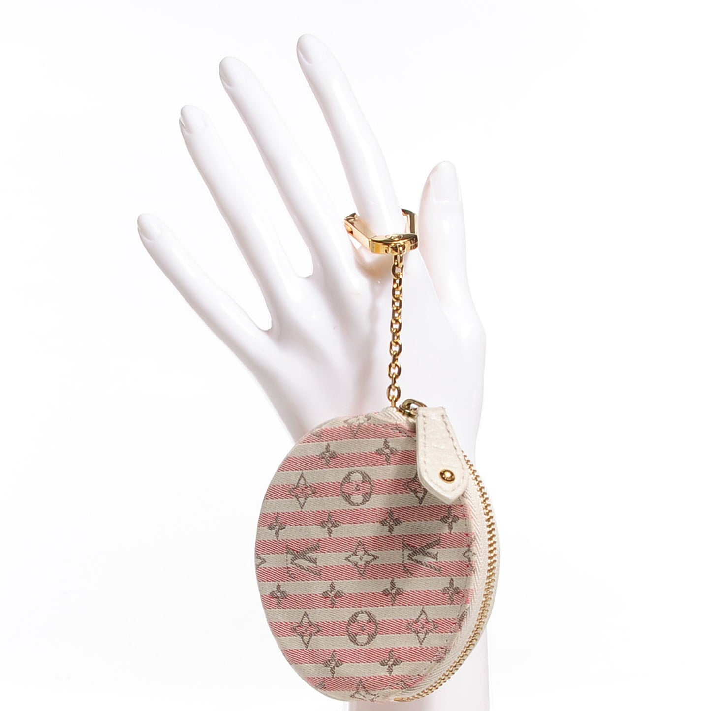 Mini Lin Croisette Round Coin Purse Rouge