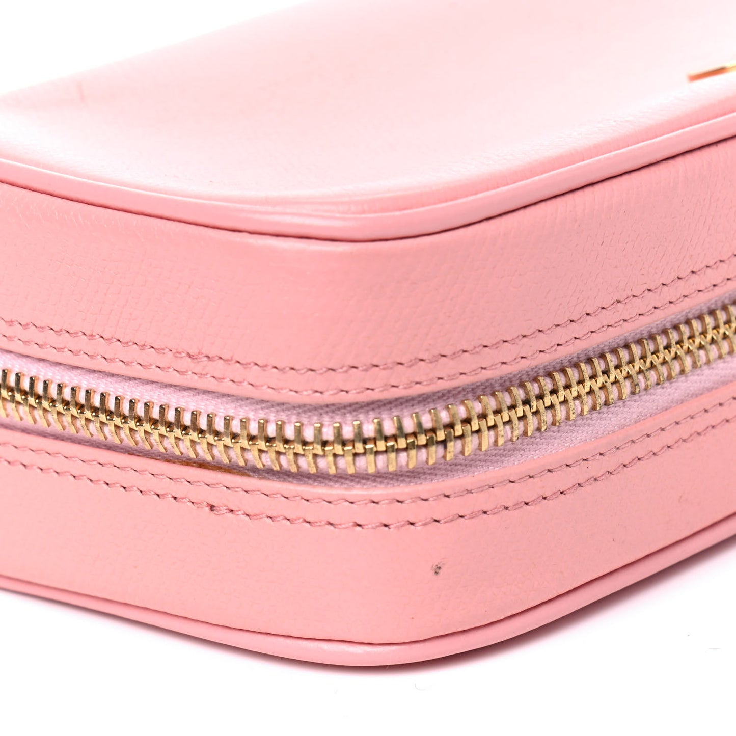 Grained Calfskin CC Button Medium Pouch Cosmetic Case Pink