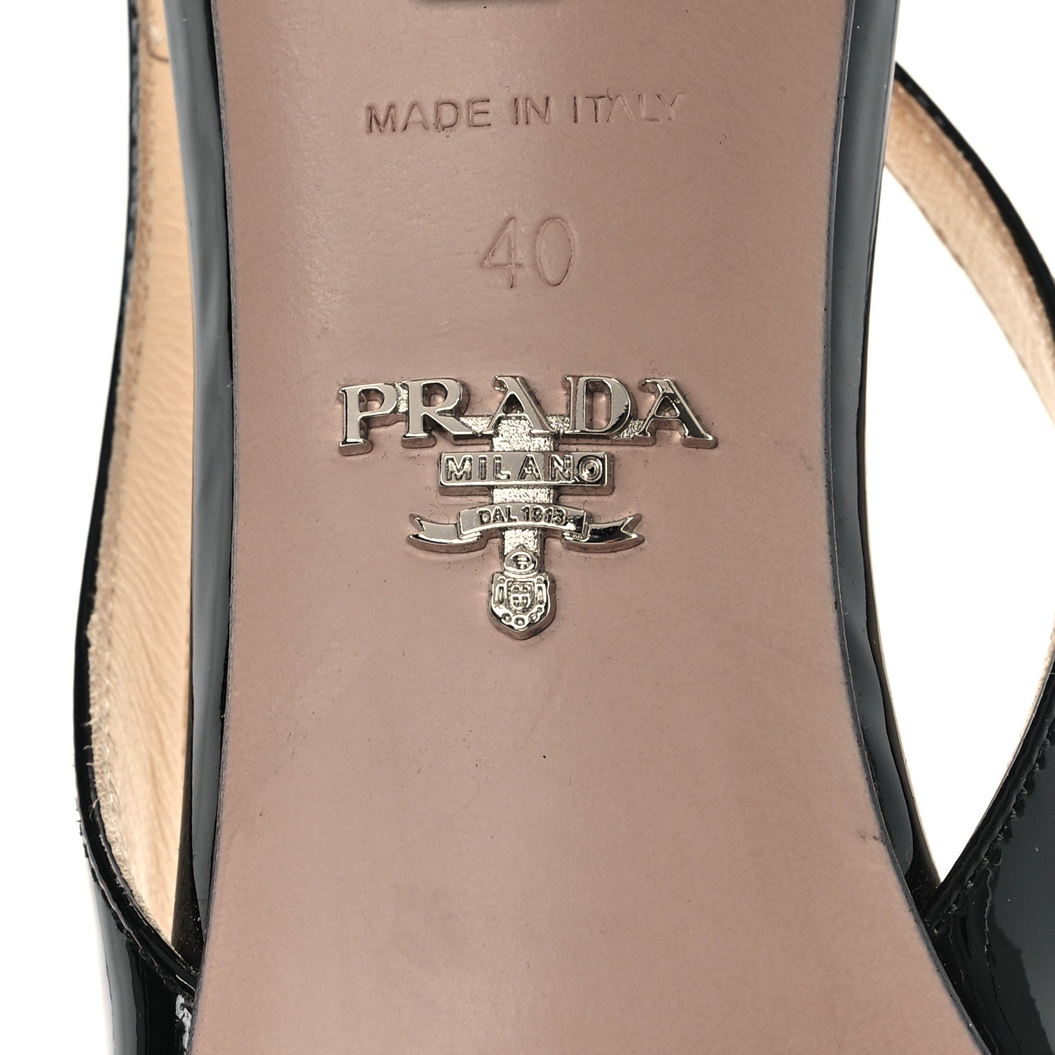 Prada Vernice Triangle Logo Pointed Toe Slingback Pumps 40 Black 7 of 8