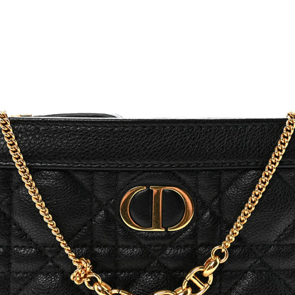 Christian Dior Calfskin Cannage Caro Zipped Pouch With Chain Black 7 of 10