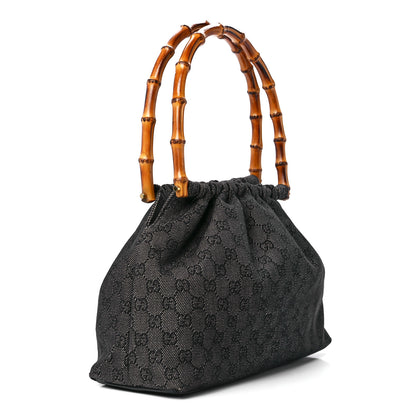 Gucci Monogram Bamboo Top Handle Bag Black 3 of 11