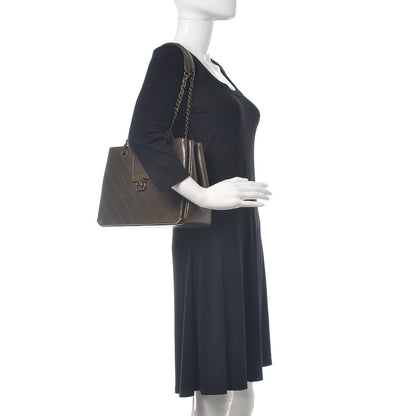 Chanel Calfskin Stitched Shopping Tote Green 2 of 11