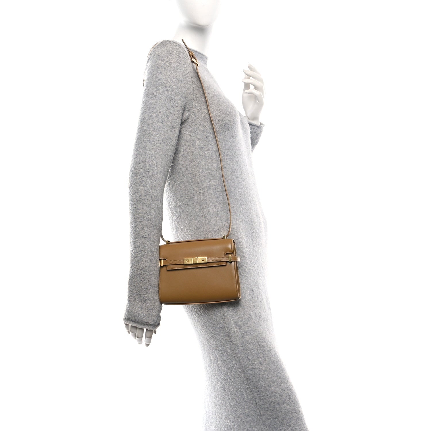 Saint Laurent Smooth Calfskin Mini Manhattan Shoulder Bag Natural