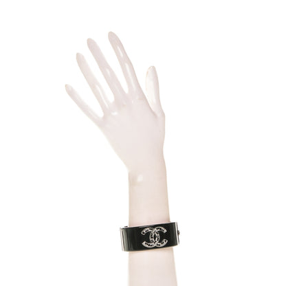 Chanel Resin Baguette Crystal CC Cuff Black 2 of 6