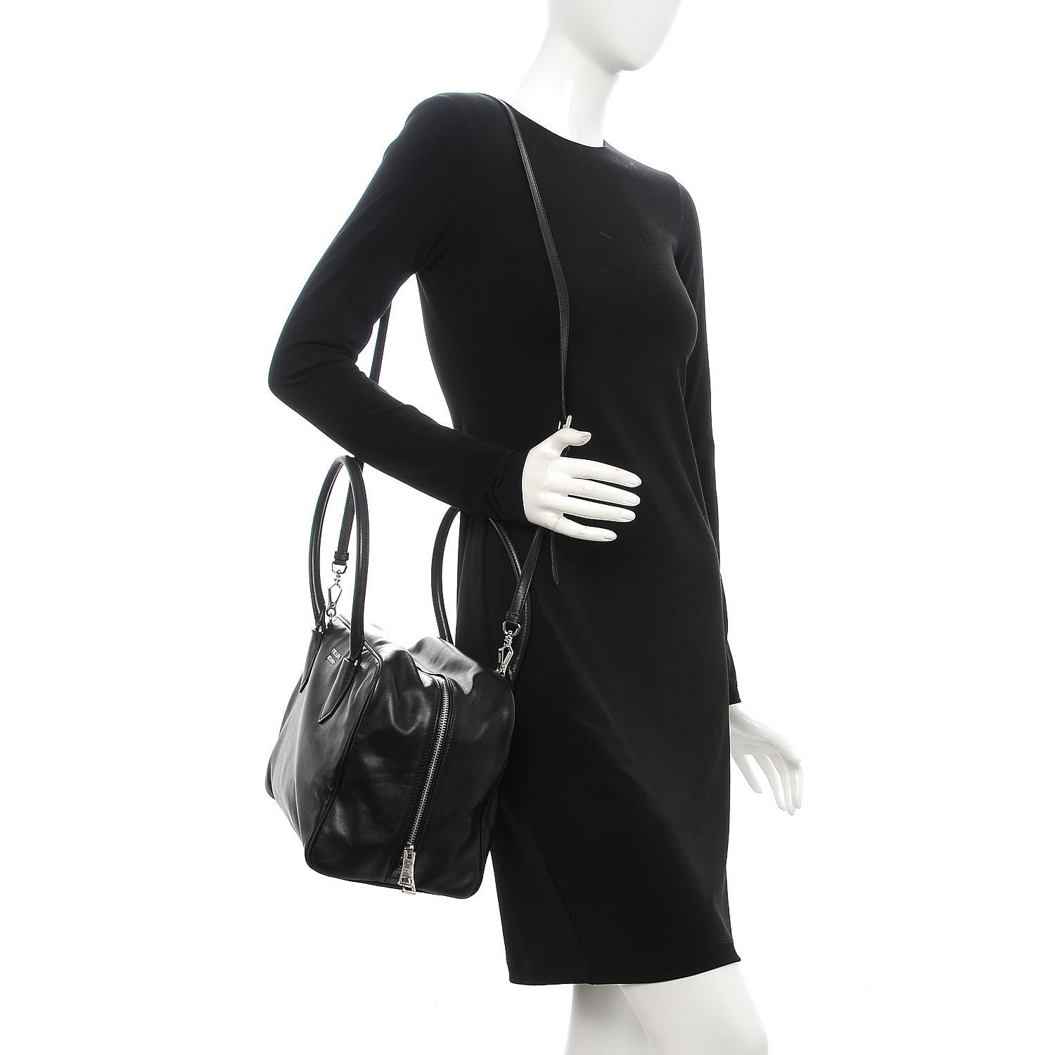 Prada Soft Calf Large Inside Tote Black Mughetto 2 of 13