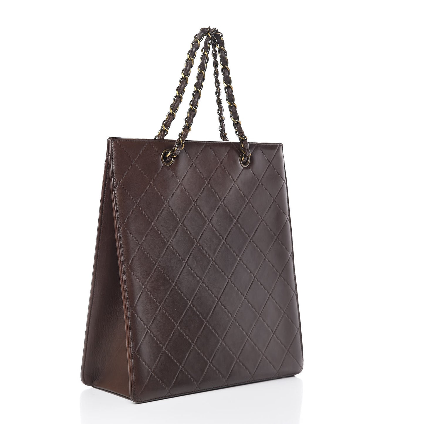 Calfskin Stitched CC Tote Dark Brown