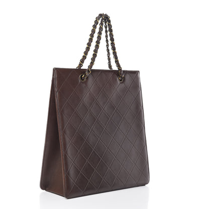 Chanel Calfskin Stitched CC Tote Dark Brown 3 of 20