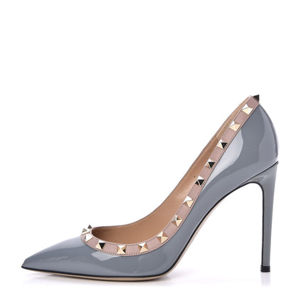 Valentino Garavani Patent Rockstud 100mm Pumps 38 Light Stone Poudre 1 of 11