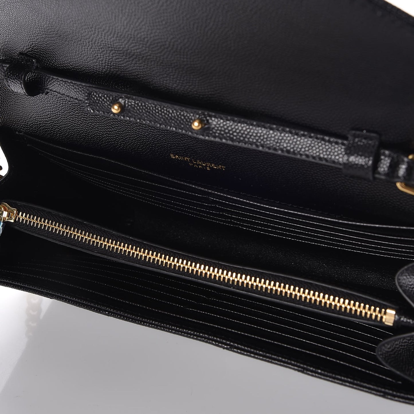 Grain De Poudre Matelasse Chevron Monogram Chain Wallet Black