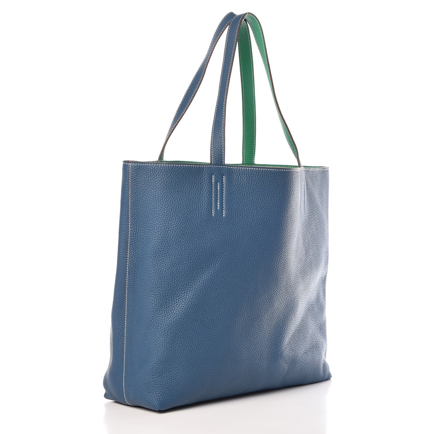 Taurillon Clemence Double Sens 36 Reversible Tote Menthe Bleu Thalassa