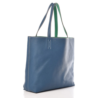 Hermes Taurillon Clemence Double Sens 36 Reversible Tote Menthe Bleu Thalassa 5 of 16