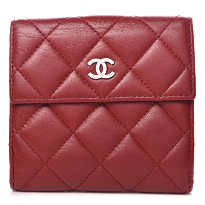 Chanel Lambskin Quilted Compact French Flap Wallet Red 1 of 11