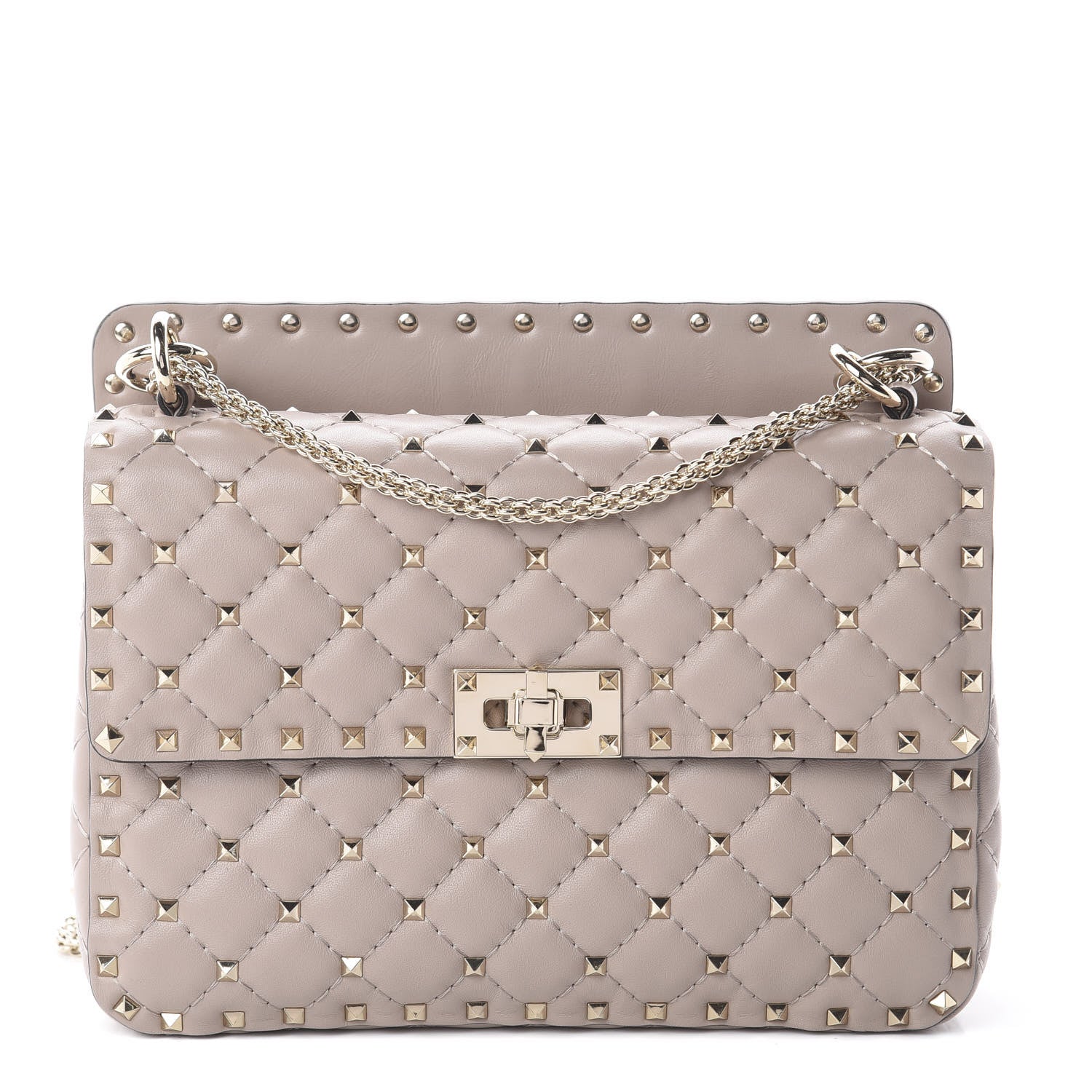 Valentino Garavani Lambskin Medium Rockstud Spike Shoulder Bag Poudre 1 of 7