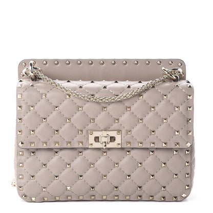 Valentino Garavani Lambskin Medium Rockstud Spike Shoulder Bag Poudre 1 of 7