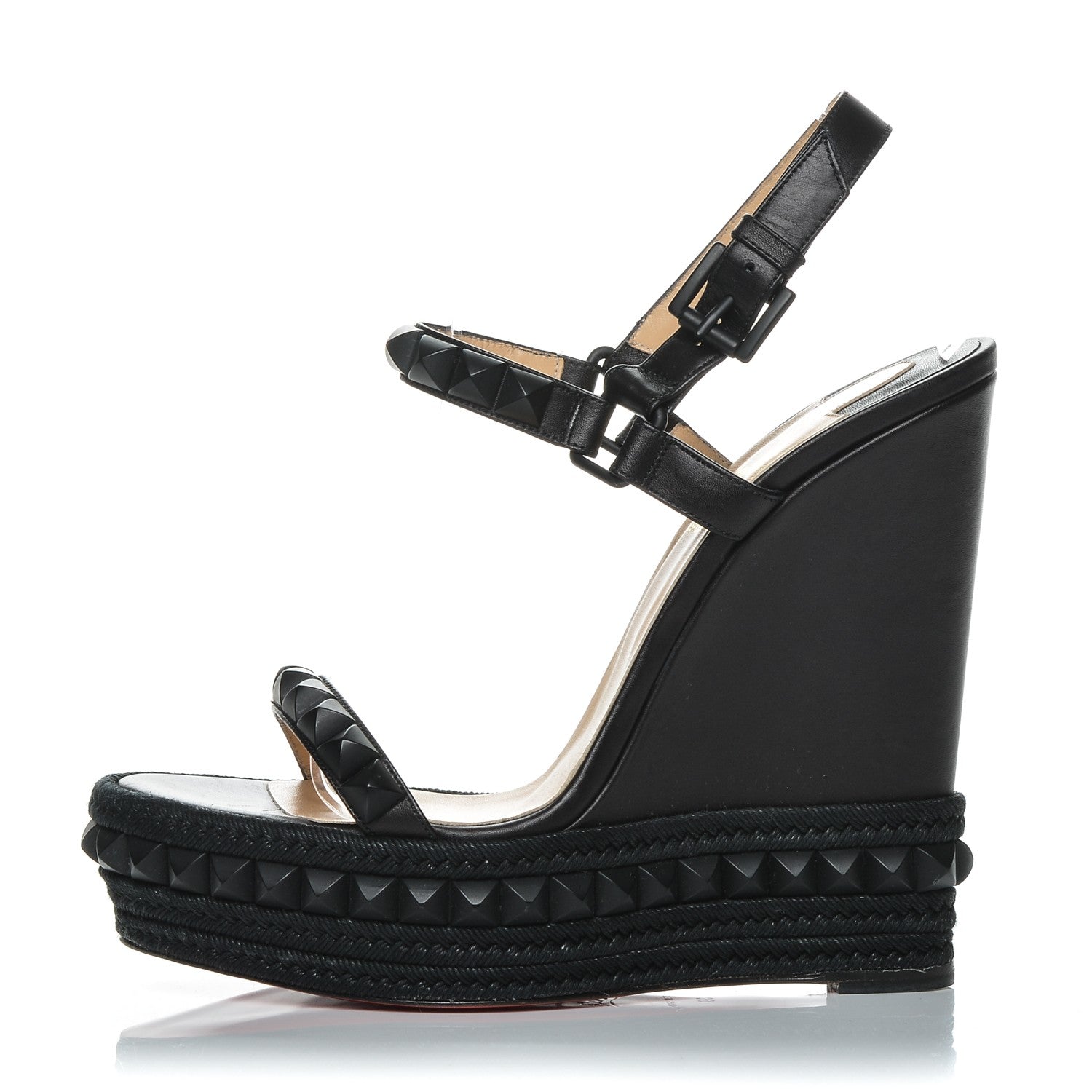 Christian Louboutin Calfskin Rope Cataclou 140 Wedge Sandals 39 Black 1 of 14