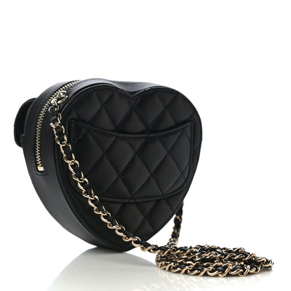 Chanel Lambskin Quilted CC In Love Heart Clutch With Chain Black 3 of 10