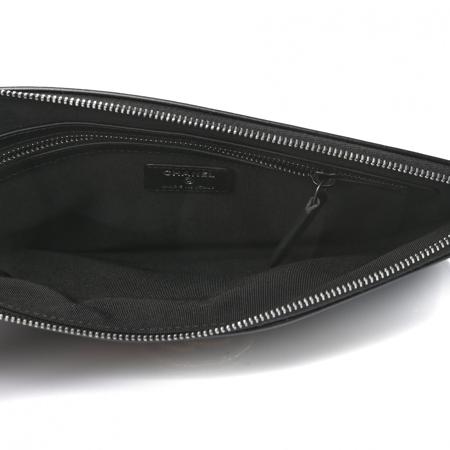 Chanel Shiny Calfskin Crystal Pearl Logo Cosmetic Case Black 5 of 7