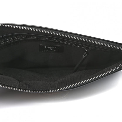 Chanel Shiny Calfskin Crystal Pearl Logo Cosmetic Case Black 5 of 7