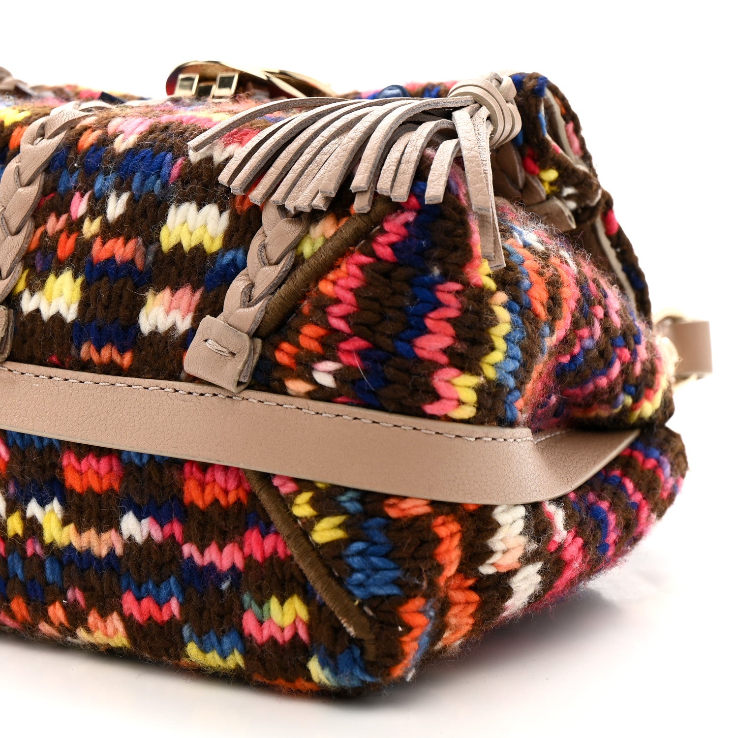 Chloe Cashmere Knit Calfskin Mini Penelope Soft Shoulder Bag Woodrose Multicolor 10 of 10