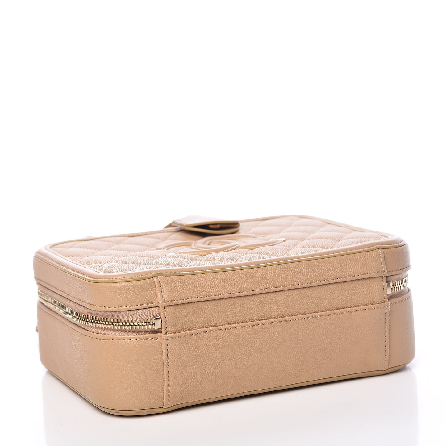 Caviar Quilted Medium CC Filigree Vanity Case Beige