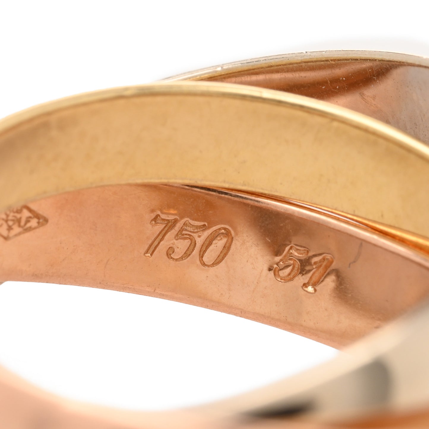 18K Pink Yellow White Gold Classic Les Must De Cartier Trinity Ring 51 5.75
