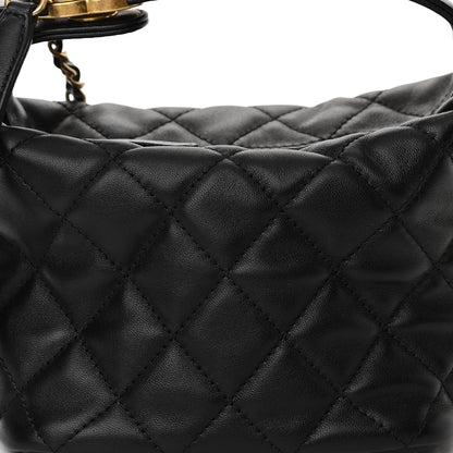 Chanel Lambskin Quilted Small Perfect Meeting Hobo Black 8 of 10