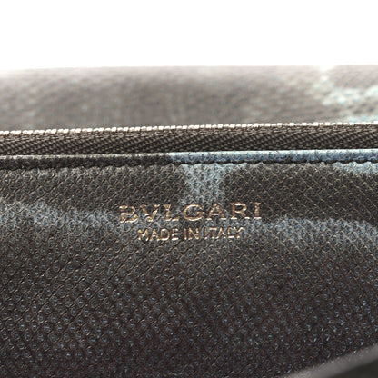 Bulgari Karung Calfskin Serpenti Forever Long Wallet Blue Brown 6 of 8
