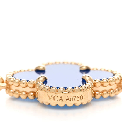 Van Cleef & Arpels 18K Yellow Gold Blue Agate 5 Motifs Vintage Alhambra Bracelet 4 of 5