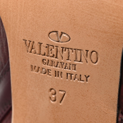 Valentino Garavani Pebbled Calfskin Rockstud Rolling Double Buckle 100mm Block Heel Ankle Boots 37 Rubin 11 of 19