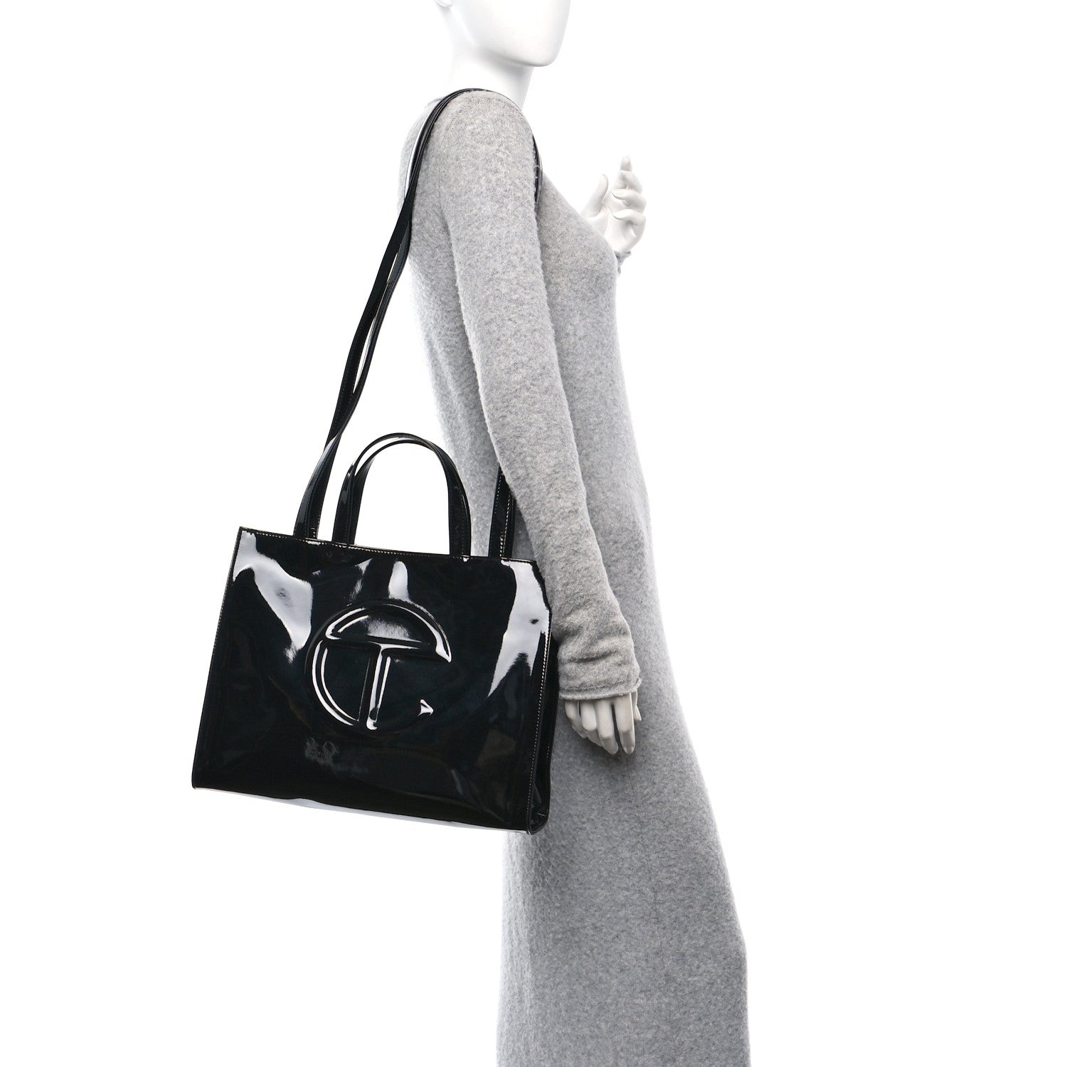 Telfar Patent Vegan Leather Medium Shopping Bag Black 2 of 10