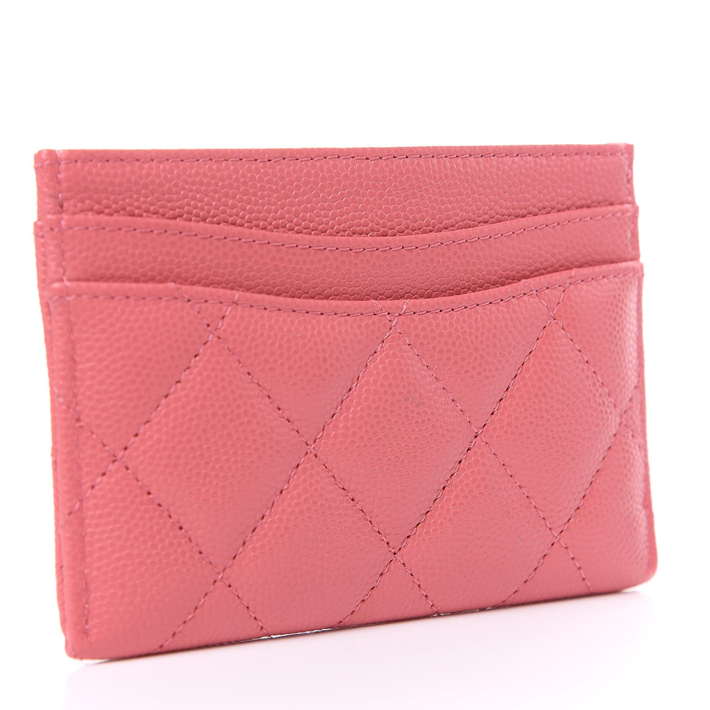 Shiny Caviar Quilted Card Holder Pink