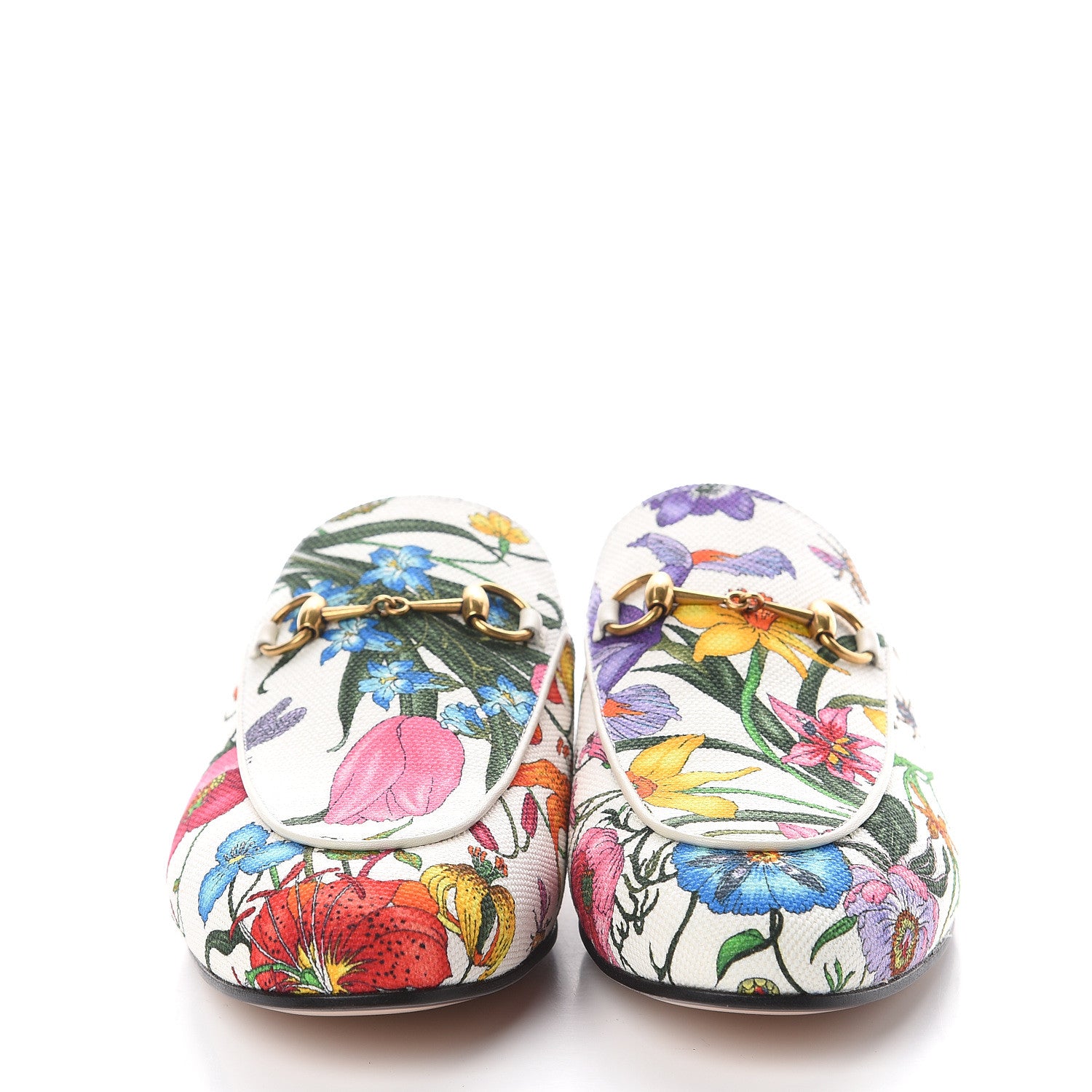 Gucci Canvas Flora Womens Princetown Slippers 39.5 White Multicolor 2 of 7