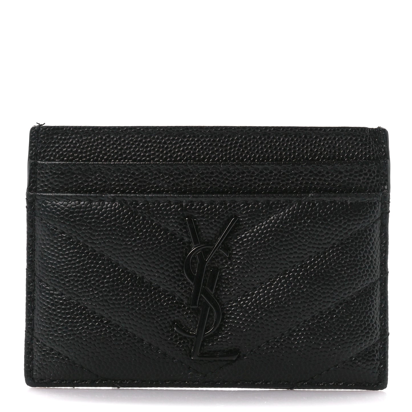 Grain De Poudre Matelasse Chevron Monochrome Monogram Credit Card Case Black