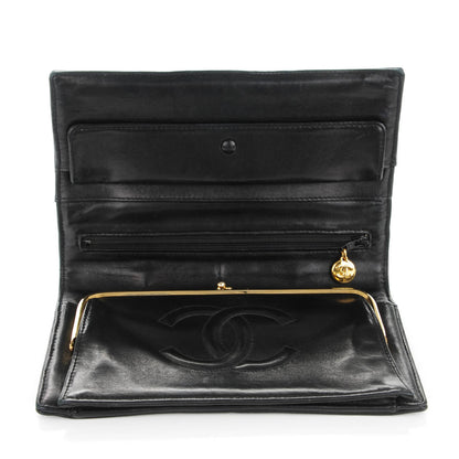 Chanel Lambskin Quilted Wallet Clutch Black 5 of 10