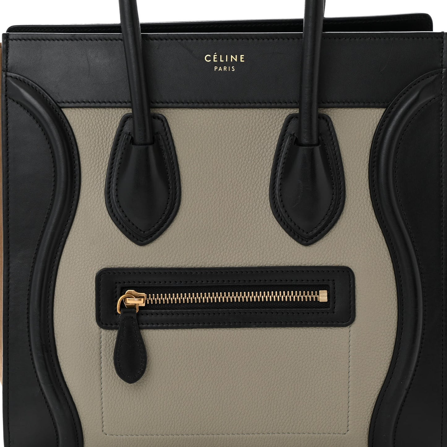 Drummed Calfskin Nubuck Micro Tri-Color Luggage Stone