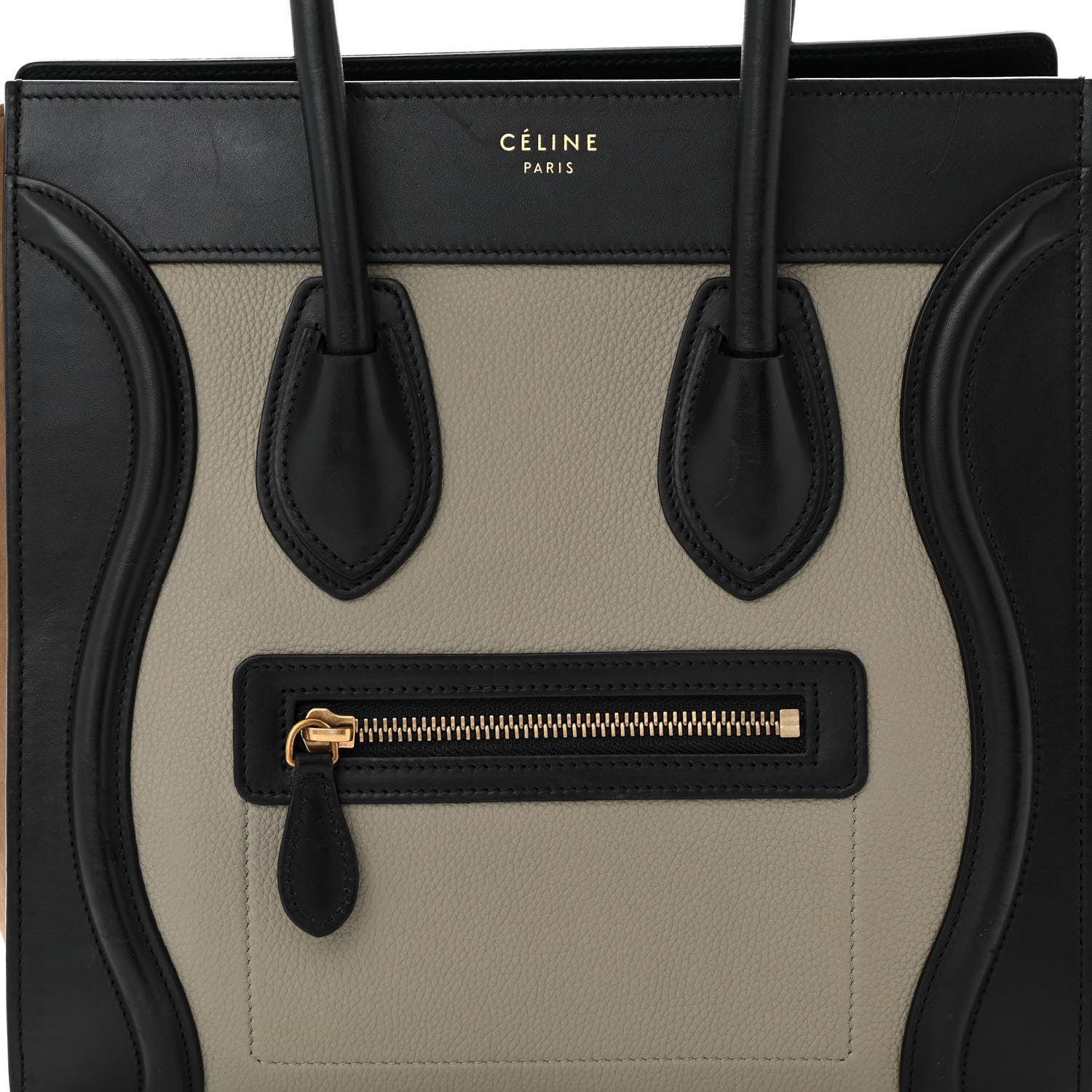 Celine Drummed Calfskin Nubuck Micro Tri-Color Luggage Stone 7 of 9