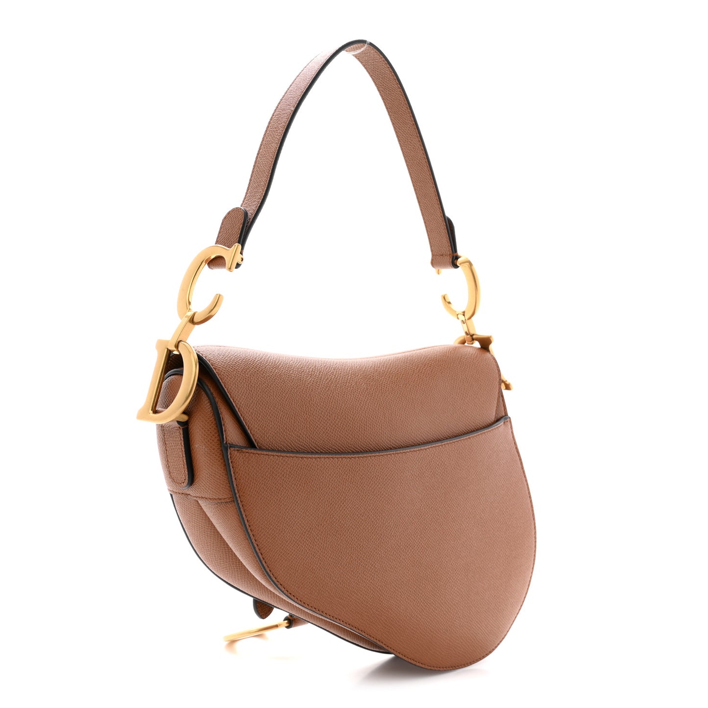 Grained Calfskin Saddle Bag With Strap Camello