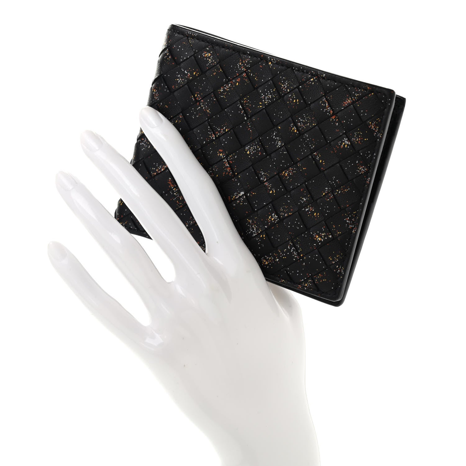 Bottega Veneta Nappa Intrecciato Paint Splatter Print Bi-Fold Wallet Black 2 of 8