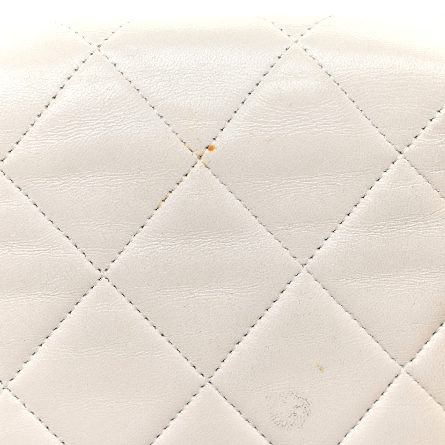 Lambskin Quilted Medium Single Flap White