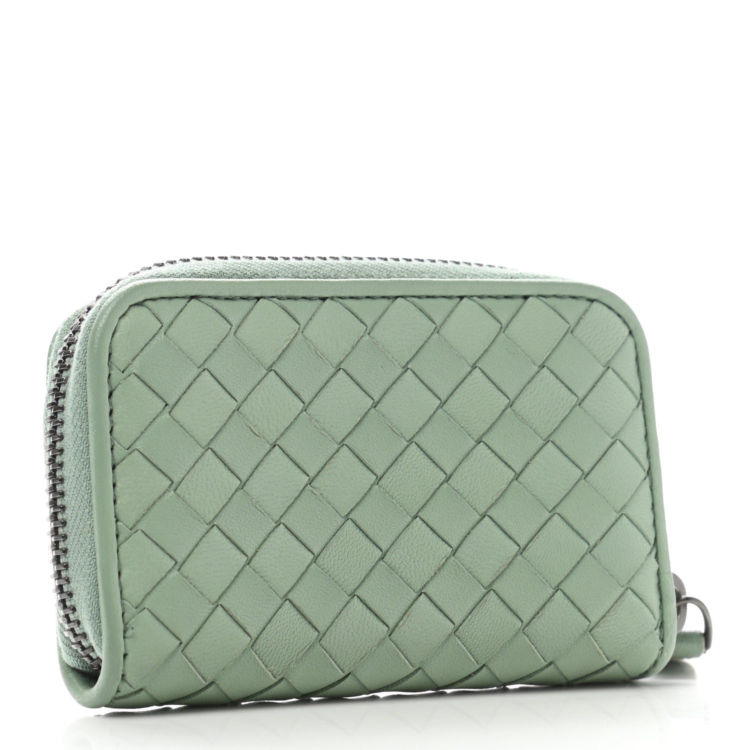 Bottega Veneta Nappa Intrecciato Zip Around Coin Purse Light Green 3 of 8