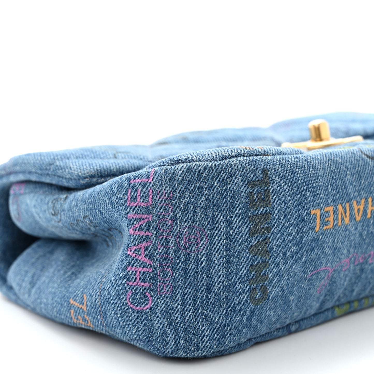 Denim Quilted Mini Denim Mood Rectangular Flap Blue Multicolor