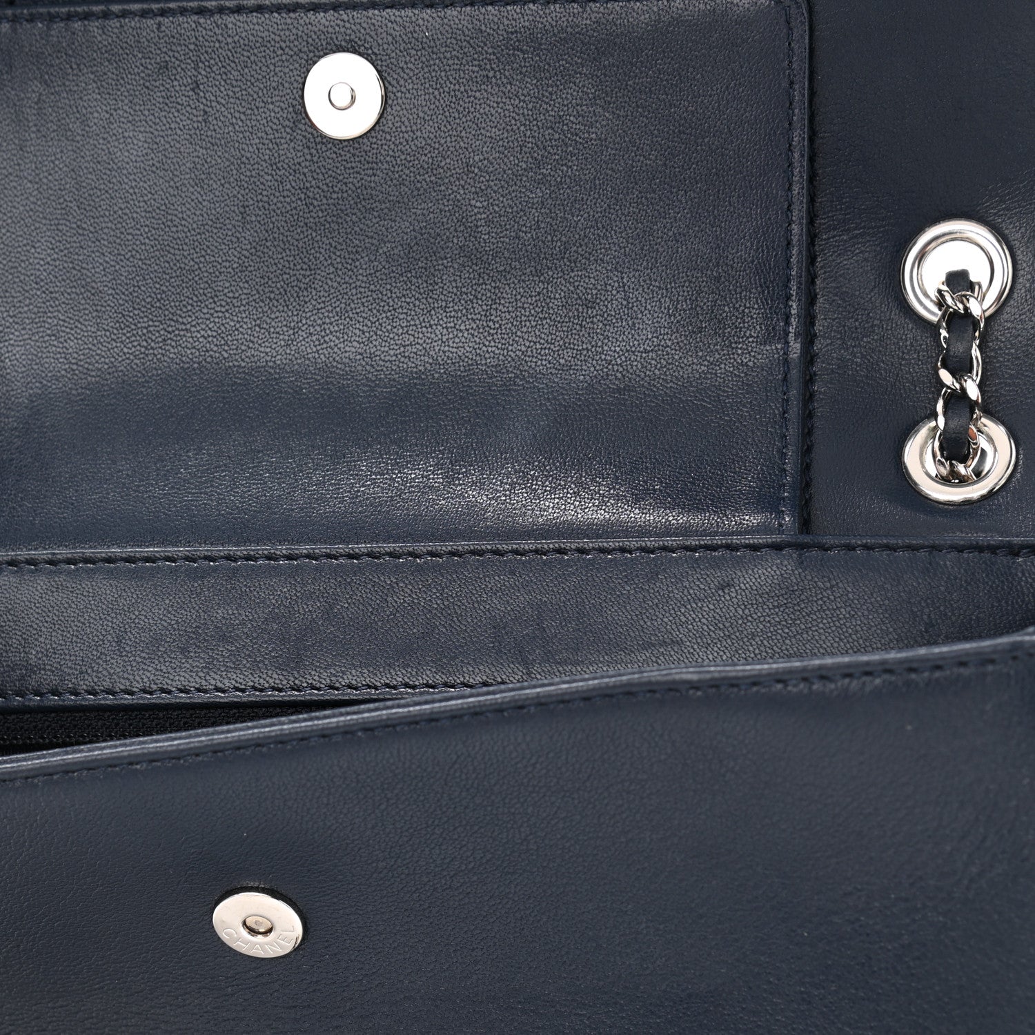 Chanel Sheepskin Quilted Medium Vintage Mademoiselle Flap Dark Navy 11 of 13