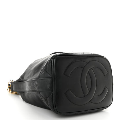 Chanel Lambskin Quilted Drawstring Bucket Bag Black 4 of 10